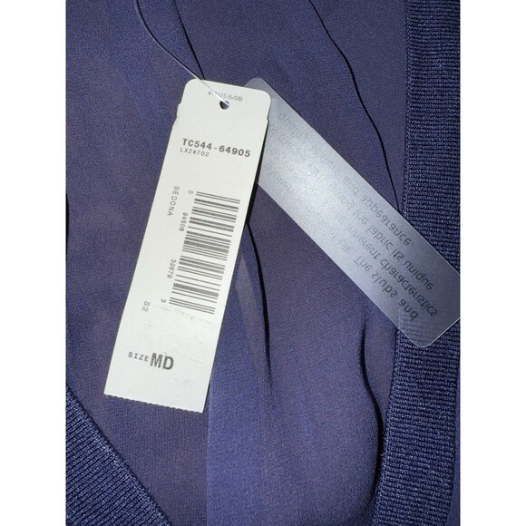 Luxury Silk Sheer Back Cardigan Navy Blue M Quiet Luxury Pendleton Chic. NWT - Picture 8 of 10